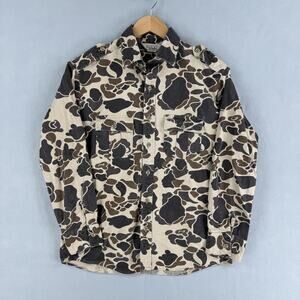 Vintage Walls Shirt Mens Large Brown Camouflage Twill Button Up Hunting USA